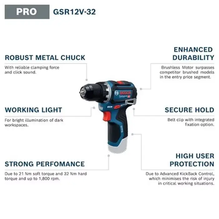 Perceuse-visseuse sans fil Bosch GSR 12V-32
