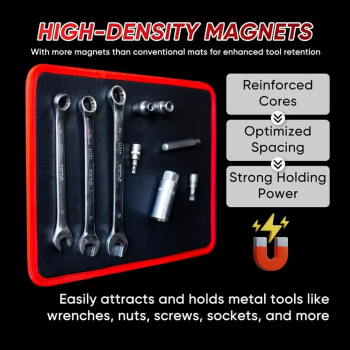 Support magnétique flexible pour outils et tapis de rangement pour mécaniciens