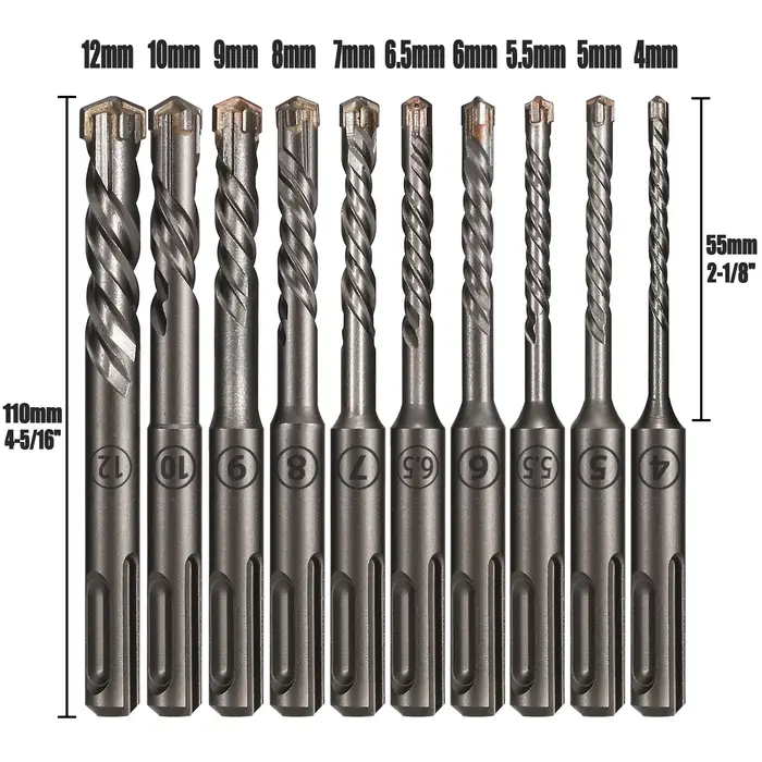 Tête de coupe transversale pour béton SDS Plus, 4-12mm, marteau à double tarière, bloc de brique mur