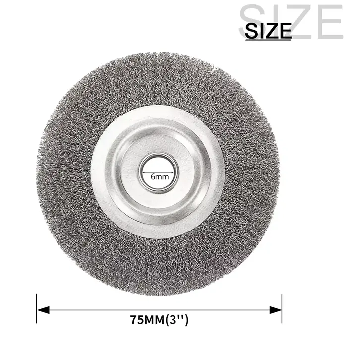 Brosse métallique ronde en acier de 75/100/125/150 mm, fil de 0,15 mm, pour meuleuse d'établi, outil