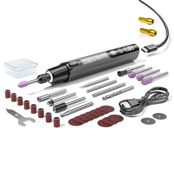 Mini perceuse électrique numérique sans fil 16000 tr/min avec lumière LED, outil rotatif portatif, s