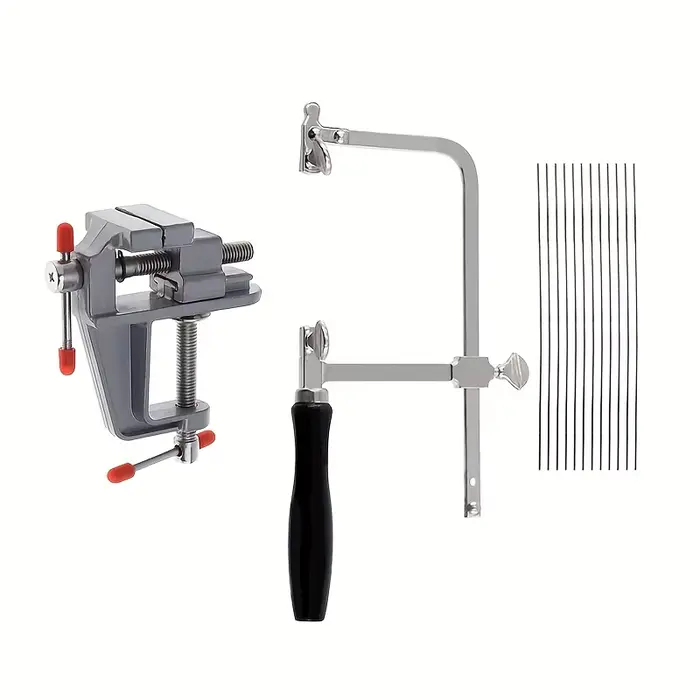 Kit d'outils professionnels pour scie à bijoux avec cadre de scie réglable, comprend 12 lames de sci