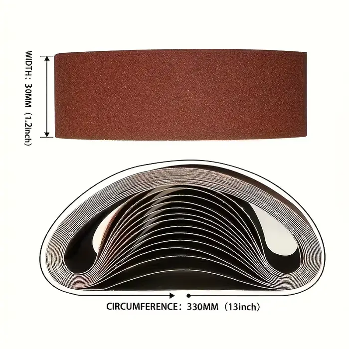 10 pièces de bandes abrasives 30 x 330 mm - Grains 60/80/120/240/400 - Pour ponçage, ponçage à sec, 