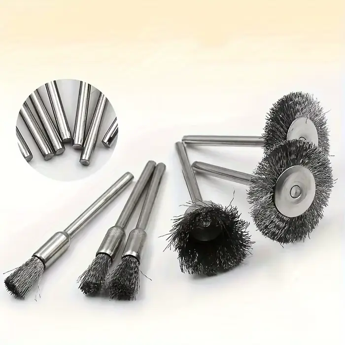 Lot de 9 mini-brosses métalliques pour perceuse