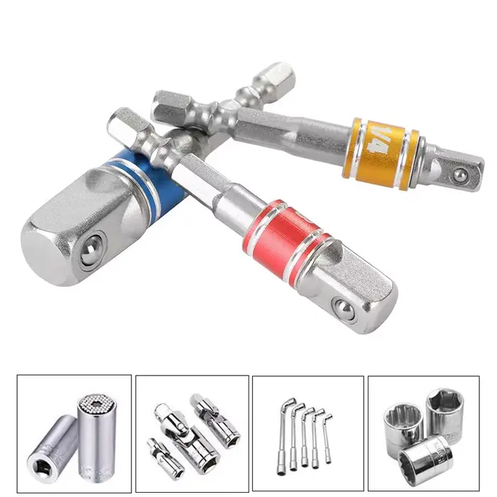 Adaptateur de douille de perceuse, Extension de perceuse à percussion, forets, adaptateur de douille de barre 1/4 3/8 1/2, taille tige hexagonale, foret à tête carrée 3 pièces