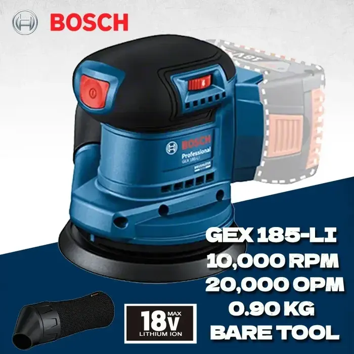 Ponceuse orbitale portative Bosch GEX 185-LI pour le ponçage régulier en menuiserie et les besoins de retouche et de rénovation à domicile