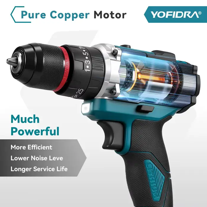 YOFIDRA 3IN1 perceuse à percussion électrique 25 + 3 couple