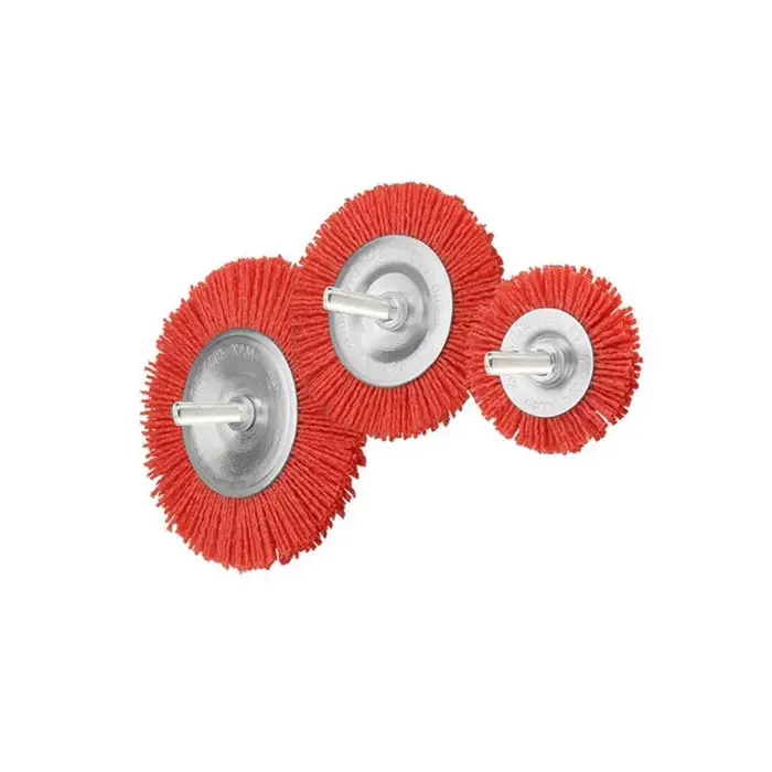 Brosse plate en Nylon, roue métallique Abrasive