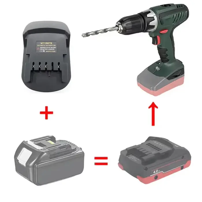 Adaptateur MT18MTB pour batterie Li-ion Makita 18V converti en pour outils électriques Metabo 18V