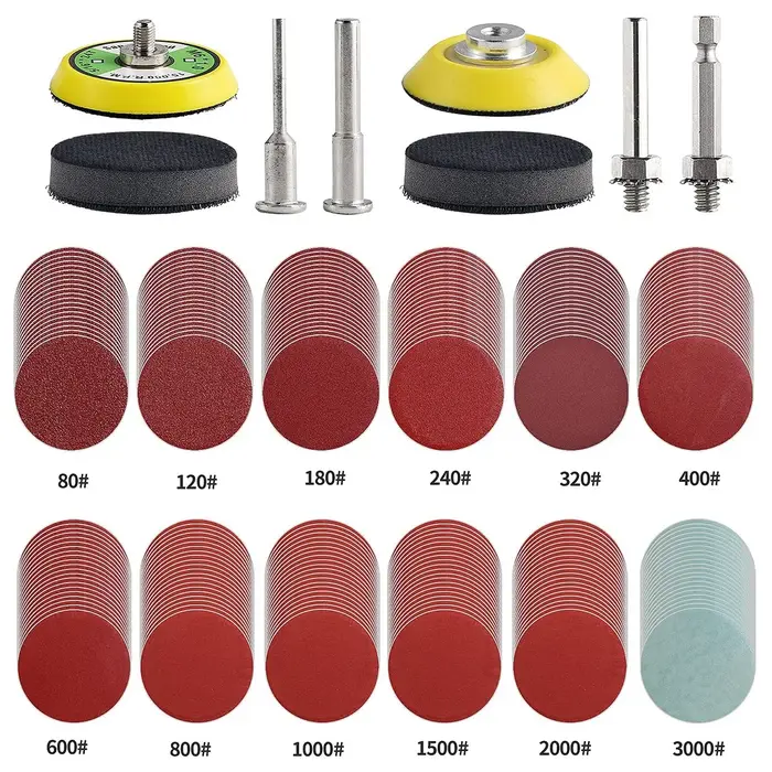 240 pièces 2 pouces 50mm disques de ponçage tampons ensemble 80-3000 grain abrasif tampon de polissage Kit pour Dremel outil rotatif papiers de verre accessoires