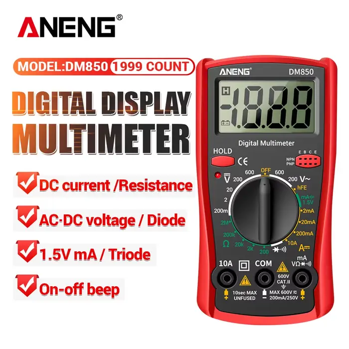 ANENG DM850 multimètre numérique professionnel automatique 1999 points testeur de tension AC/DC
