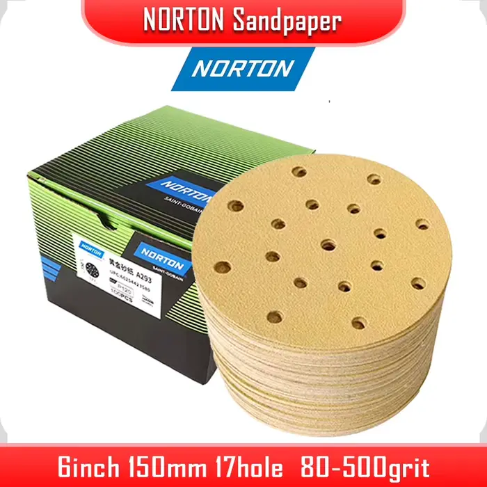 NORTON disque de ponçage 6 pouces 150mm 17 puits papier abrasif sec pour FESTOOL/MIRKA/3M ect ponceuse Auto peinture mastic polissage flocage