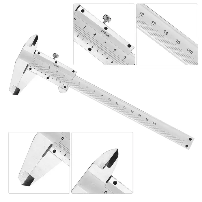 Pied à coulisse Vernier 0-150 mm 0-6 pouces en acier inoxydable haute précision avec jauge en plastique pour la mesure