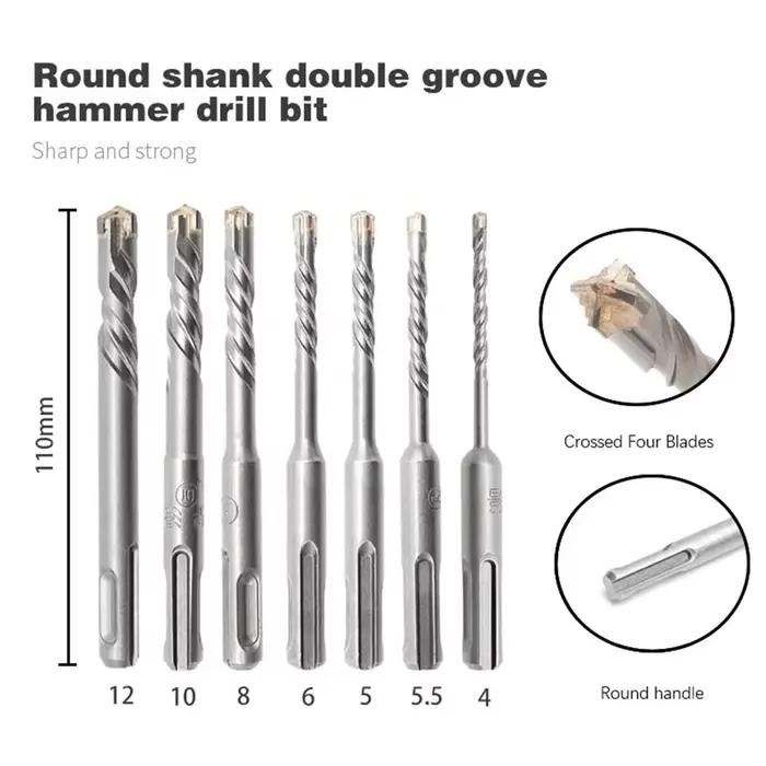 Nouveau 1 pièce Foret à béton SDS Plus à pointes croisées 4/5/5.5/6/8/10/12mm