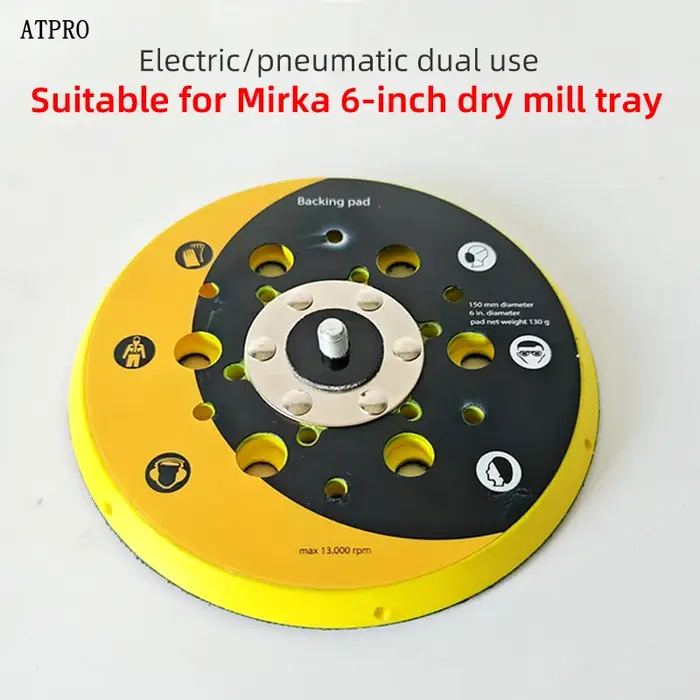 Plateau ATPRO de 6 pouces adapté aux disques de ponçage à sec MIRKA 150 mm, support pour papier de v