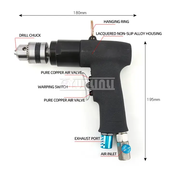 Perceuse pneumatique sans fil à grande vitesse