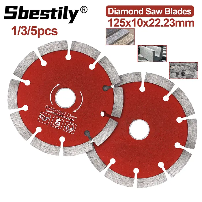1/3/5 pièces 125mm lames de scie diamant pierre mur rainurage roue de coupe à sec pour meuleuse d'angle