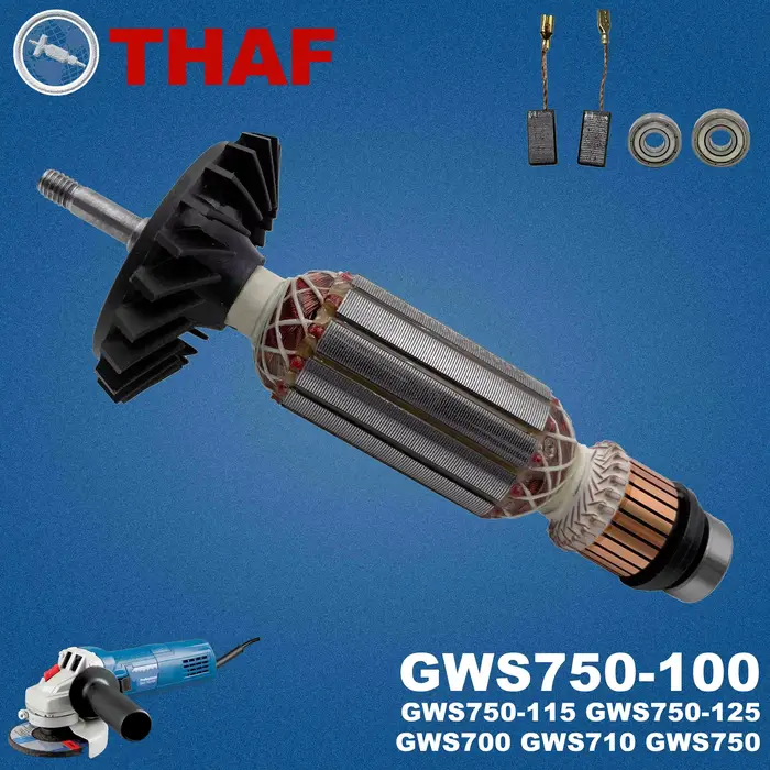 AC 220V 240V GWS750-100 Induit Rotor pour BOSCH GWS750-100S Meuleuse Angulaire Pièces de rechange