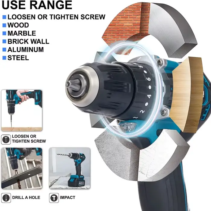 Perceuse-visseuse électrique sans fil HAOLTON 3/8 pouce