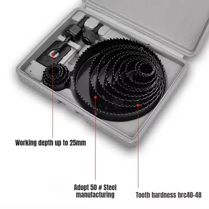 JUSTINLAU 16 pièces de 19-127mm scie cloche pour le travail du bois boîte en plastique ensemble outil de forage de