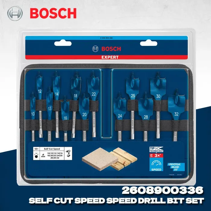BOSCH 2608900336 EXPERT Self Cut Speed Spade Drill Bit Set 10-32 mm Accessoires pour perceuse à percussion pour le perçage du bois