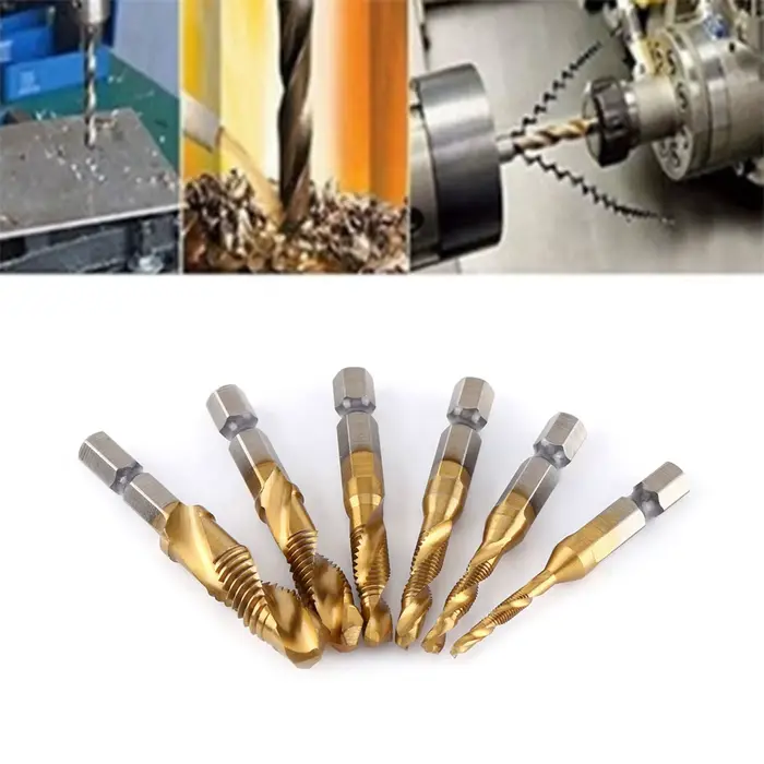 M3-M10 Titane Revêtu HSS Foret et Tarauds 1/4 "Hex Tige Taraudage Outil Filetage