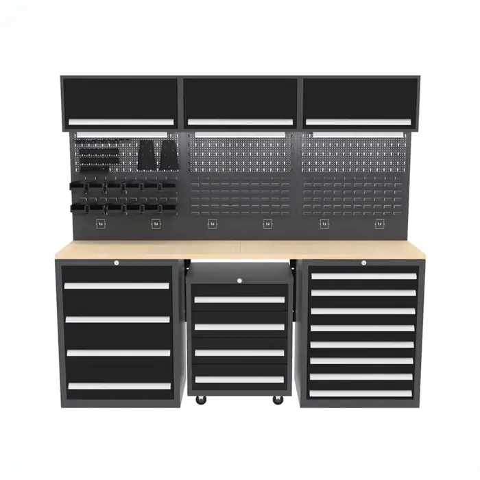 Banc de travail complet pour garage avec armoire à outils et tiroirs, personnalisable, support OEM e