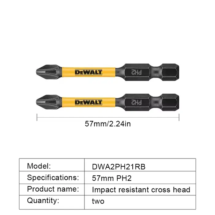 DEWALT 2/5/10 pièces PH2 57mm embouts de tournevis à percussion embout Phillips tournevis électrique
