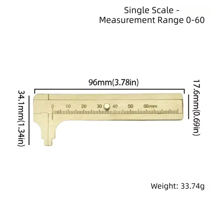 Pied à coulisse double échelle (mm/pouces) en laiton, précision 0,02 mm, outil de bijoutier