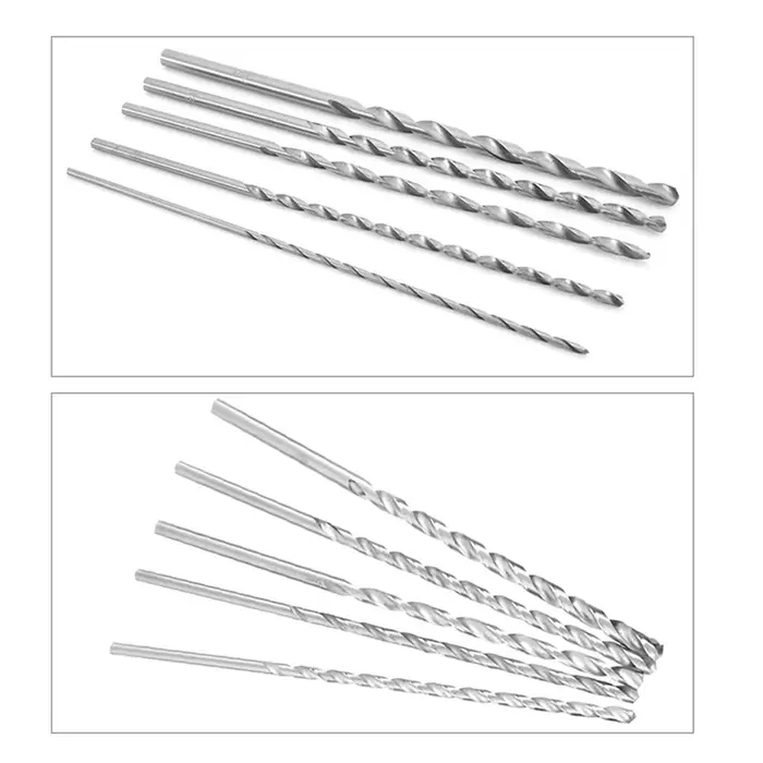 15Pcs Extra Long 150Mm HSS foret hélicoïdal 2Mm 3Mm 3.5Mm 4Mm 5Mm tige droite tarière bois métal outils de forage