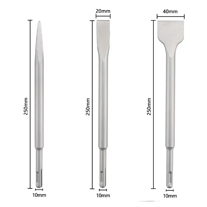 Ensemble de 3 burins SDS-Plus pour marteaux perforateurs, ensemble de forets pour maçonnerie et béto