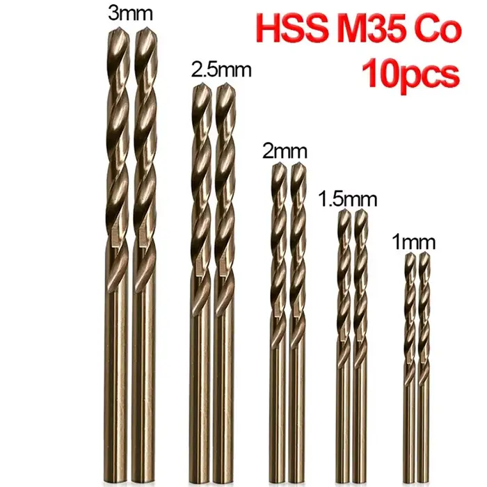 10 pièces/ensemble HSS M35 foret au Cobalt 1mm 1.5mm 2mm 2.5mm 3mm foret revêtu de Cobalt outil élec