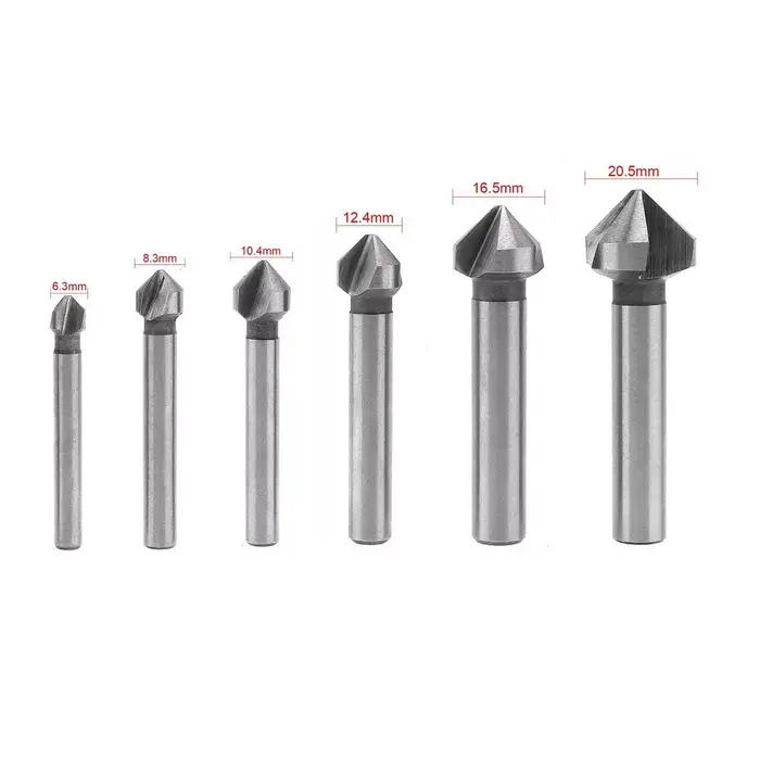 Foret à fraise à 3 cannelures, outils de chanfreinage à 90 degrés, coupe-chanfreinage, perçage de tr
