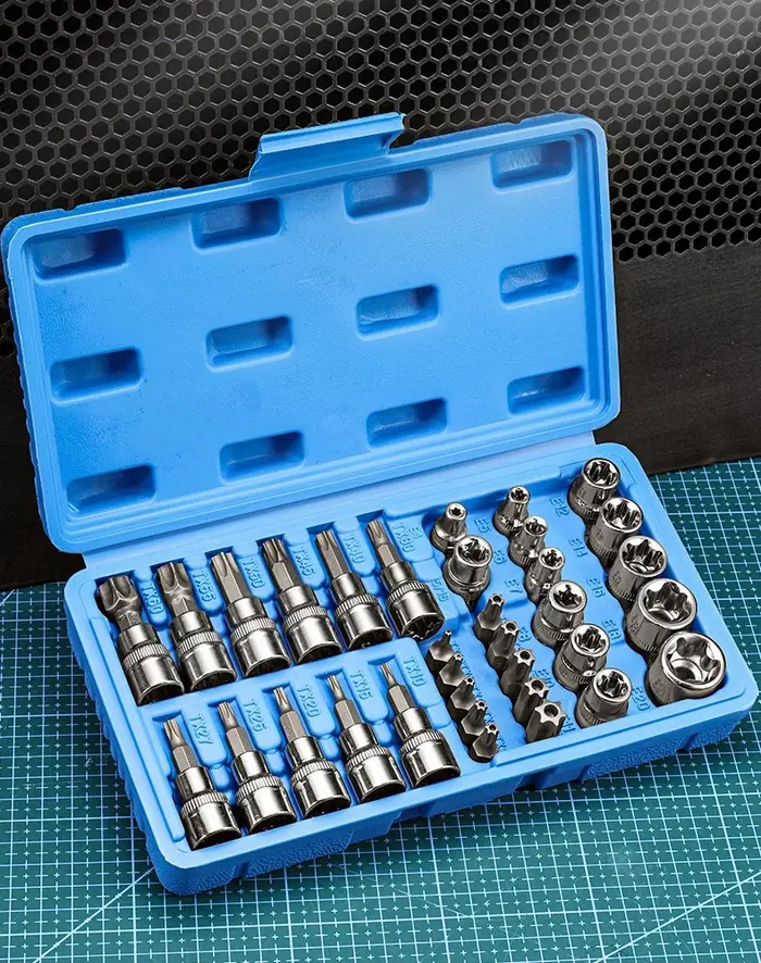 Jeu de douilles Torx professionnelles 34 pièces et douilles étoile e-torx 1/4 "3/8" 1/2 "entraînemen
