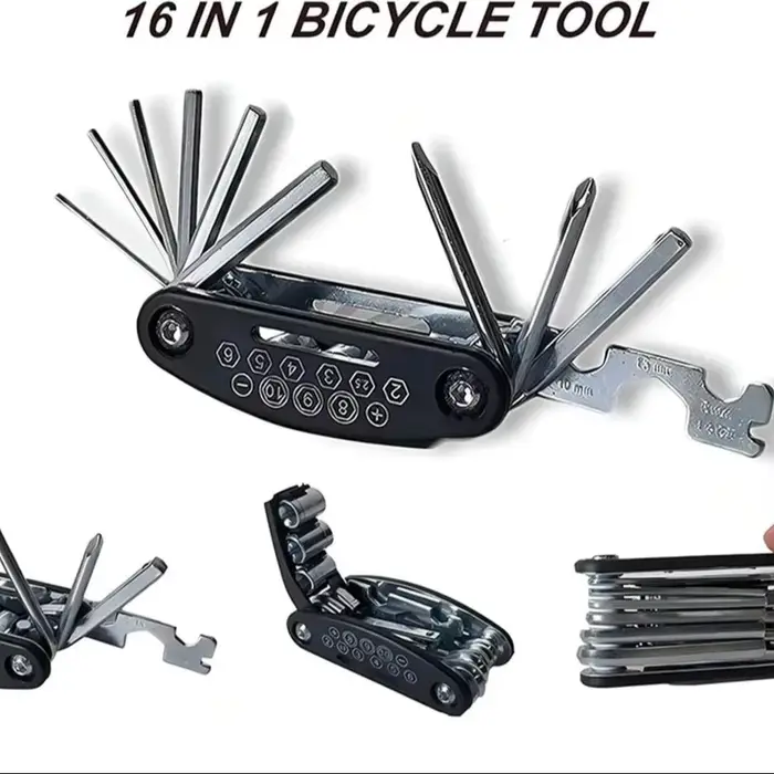 Kit d'outils de réparation de vélo portable 16 en 1 pour VTT et vélos de route