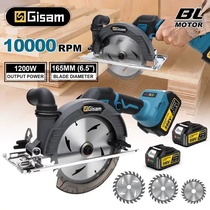 Scie circulaire électrique sans fil Gisam 165 mm 10000 tr/min
