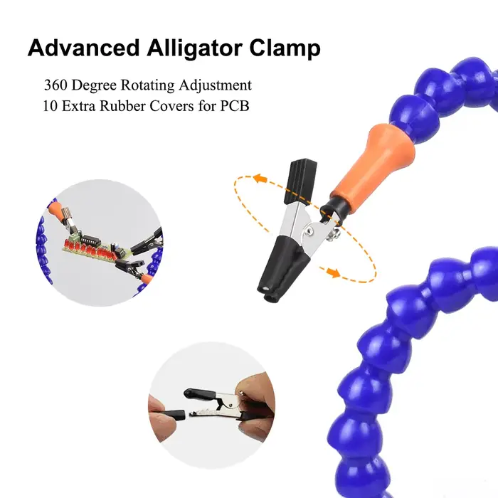 Toolour aider les mains à souder outils de troisième main 5 bras flexibles avec pince de Table réglable loupe LED 3X outil de support de carte PCB