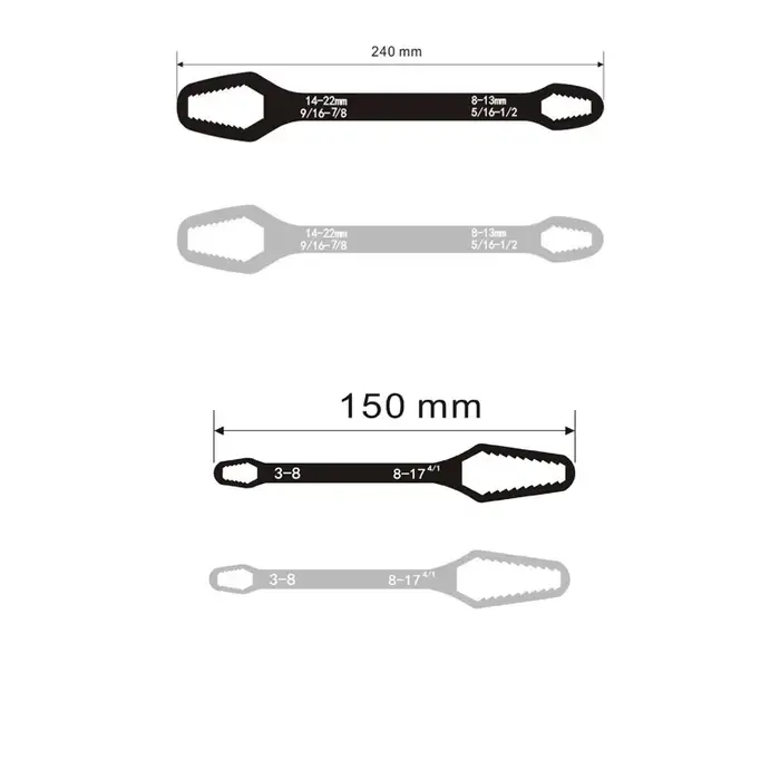 Clé Torx universelle 3-17mm 8-22mm, planche de clé multifonction réglable, clé Torx polyvalente à Do