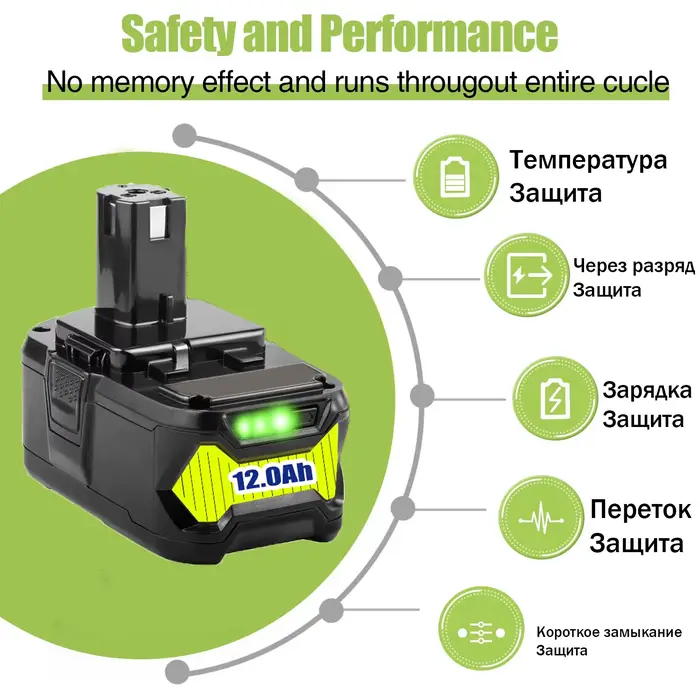 12Ah pour batterie RYOBI 18V P108 18V One + Plus