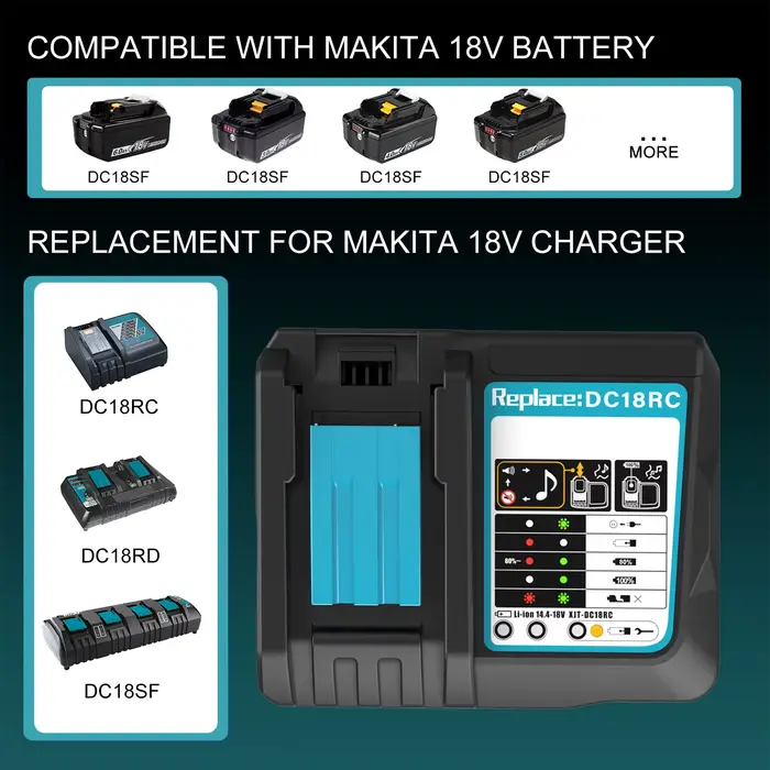 Chargeur de batterie Li-ion DC18RC pour Makita 18V BL1830 BL1815 14.4V BL1430