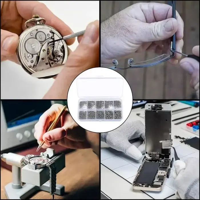 1200 pièces Mini kit de vis électroniques autotaraudeuses bricolage lunettes de soleil montre réparation vis avec pince à épiler M1/M1.2/M1.4/M1.7
