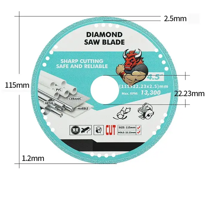 JUSTINLAU diamant acier inoxydable disque de coupe multifonctionnel carrelage marbre Jade céramique lame de scie tranchante sans écaillage