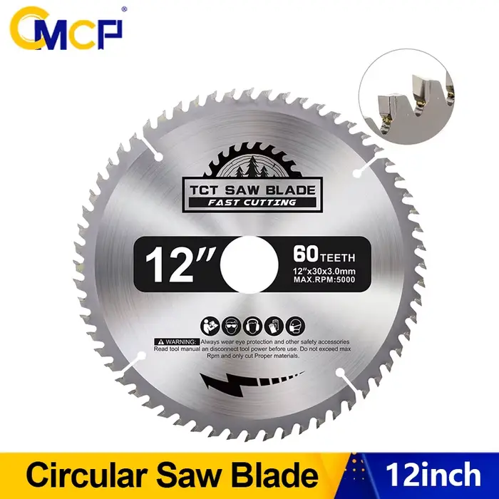 CMCP 1 pièce 12 ''300mm lame de scie circulaire en carbure 60 dents TCT disque de coupe du bois alésage 30mm