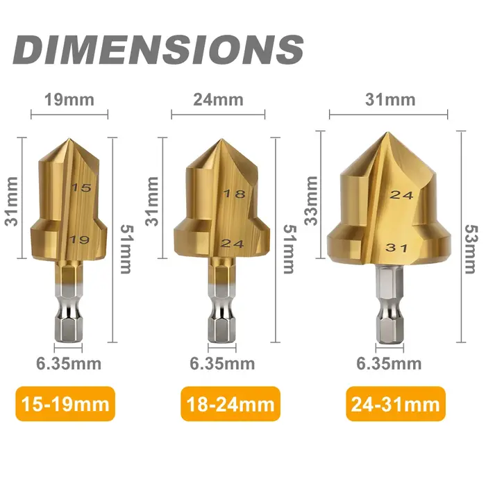 Peu de perceuse de levage de la poignée hexagonale PPR de CMCP 3PCS 24-31/18-24/15-19mm pour l'expansion de trou ennuyeux multicouche de tuyau d'eau