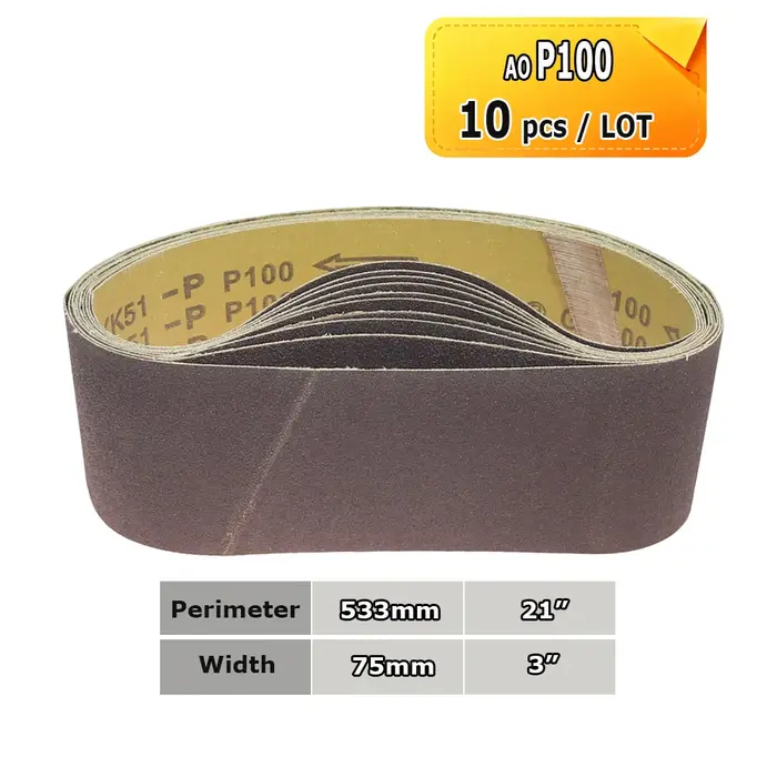 Bandes de ponçage pour ponceuse à bande 3 po x 21 po (533 x 75 mm) – Abrasifs céramiques P36 - AO P1500