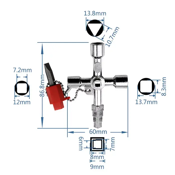 Clé triangulaire multifonctionnelle pour utilitaire d'eau