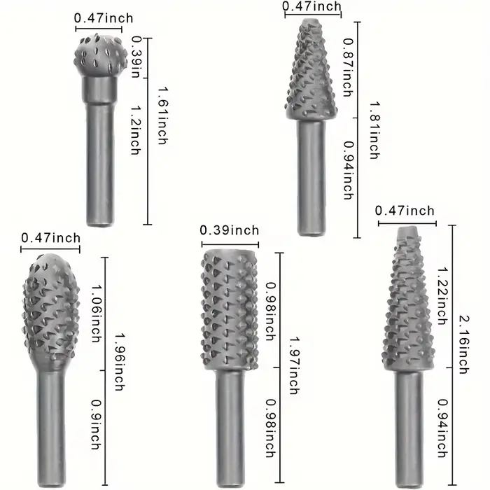5pc argent travail du bois loup dent bâton fichier rotatif bricolage outil de meulage accessoires ensemble électrique