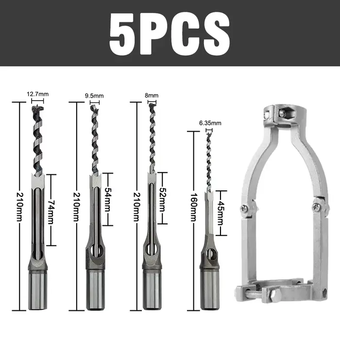 Adaptateur de foret à trou carré, perceuse à trou carré en carbure avec support de fixation, Kit de 