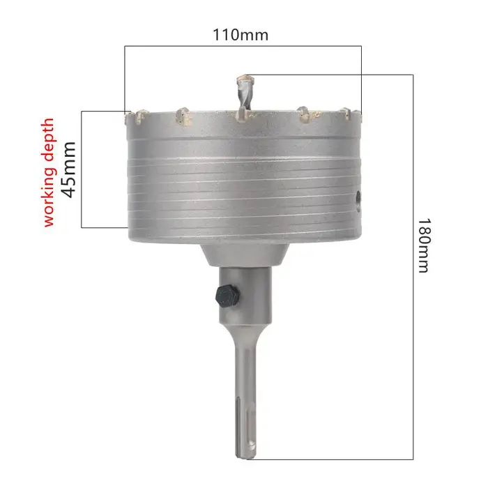 HEDA 110mm béton carbure alliage noyau scie cloche SDS PLUS électrique foret creux climatisation tuyau ciment pierre