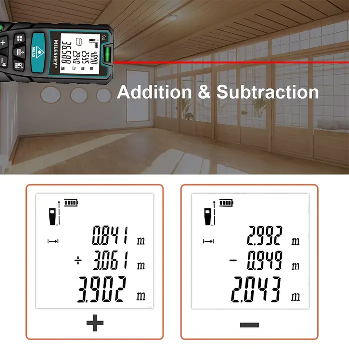 Mètre laser MILESEEY S2 40M 60M 80M 100M 120M, télémètre laser, outil de mesure laser avec fonction